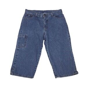 Carolina Blues Women's Size 8 Blue Denim Cargo Capri Jeans 100% Cotton Mid Rise